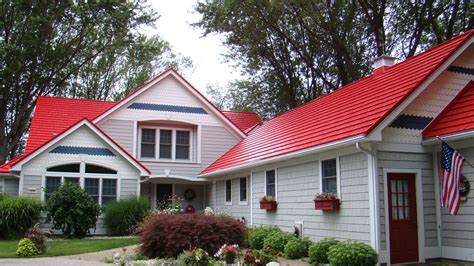 houses with red metal roof|houses with red shingle roofs.